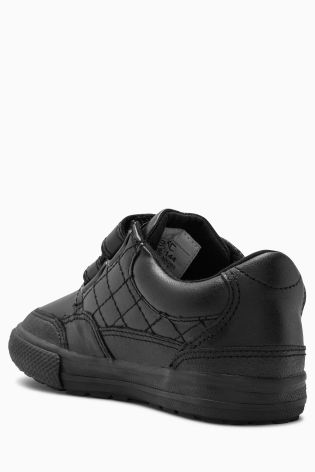 Black Leather Double Strap Shoes (Older Boys)